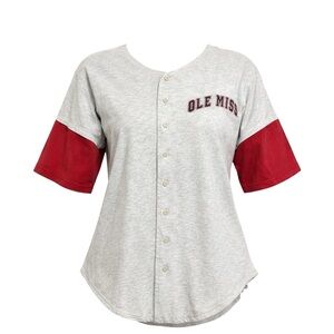 Ole Miss Gray and Red Baseball Jersey